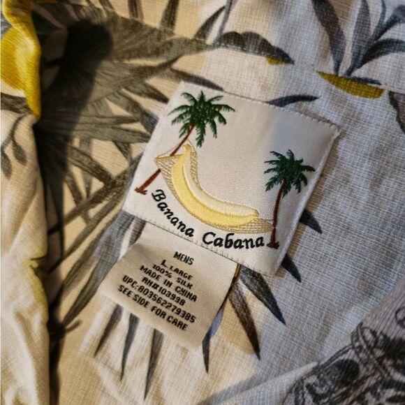 Banana Cabana Silk Shirt mens Large - Picture 3 of 4